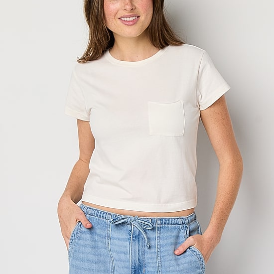 Arizona Womens Juniors Crew Neck Short Sleeve T-Shirt