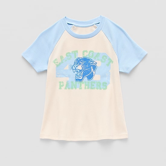 Thereabouts Rib Little & Big Kid Girls Crew Neck Short Sleeve Classic Fit Graphic T-Shirt