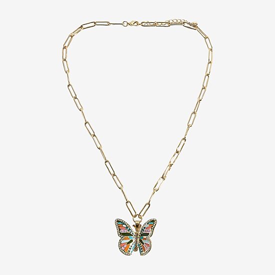 Bijoux Bar Gold Tone Womens Butterfly 20 Inch Pendant Necklace