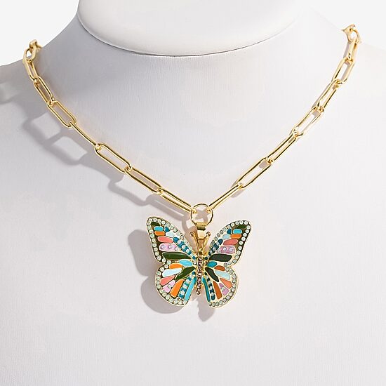 Bijoux Bar Gold Tone Womens Butterfly 20 Inch Pendant Necklace