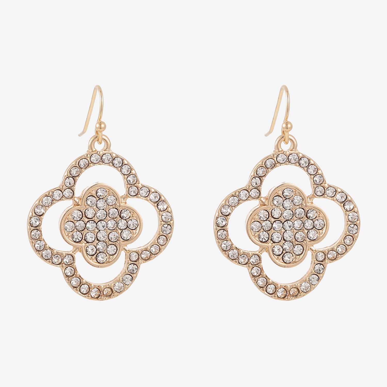 Bold Elements Womens Simulated Glass Clover Drop Earrings