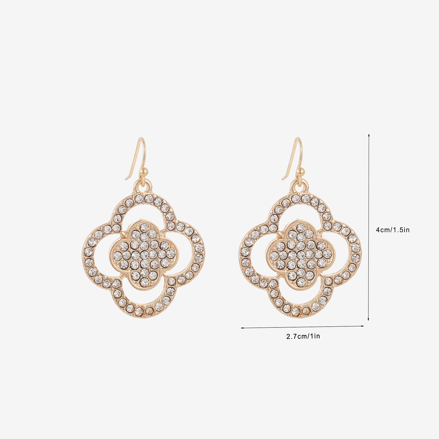 Bold Elements Womens Simulated Glass Clover Drop Earrings