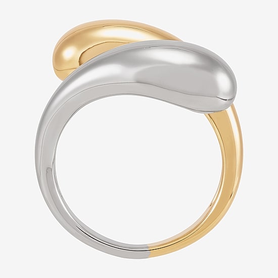 Silver Addiction Womens 14MM 14K Two Tone Gold Over Silver Band