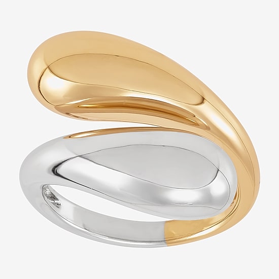 Silver Addiction Womens 14MM 14K Two Tone Gold Over Silver Band