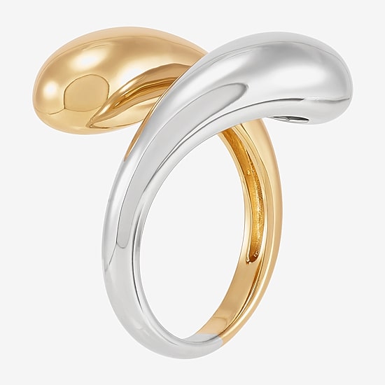 Silver Addiction Womens 14MM 14K Two Tone Gold Over Silver Band