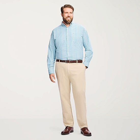 IZOD Performance Comfort Mens Long Sleeve Classic Fit Big and Tall Button-Down Shirt
