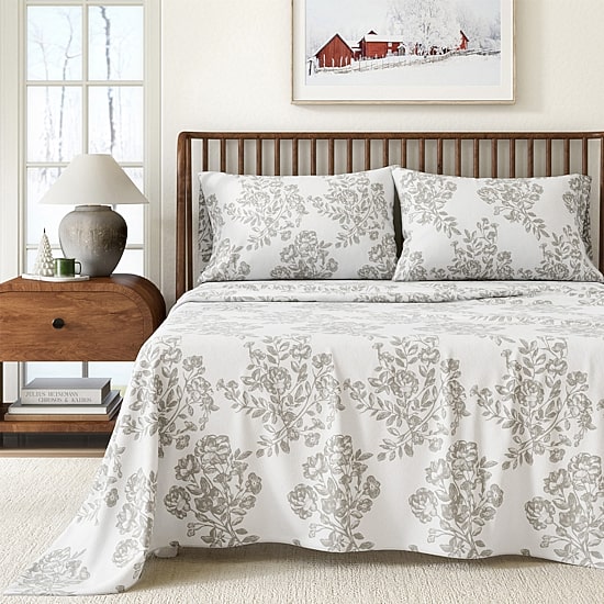 Linery Turkish Cotton Print Flannel Wrinkle Resistant Sheet Set