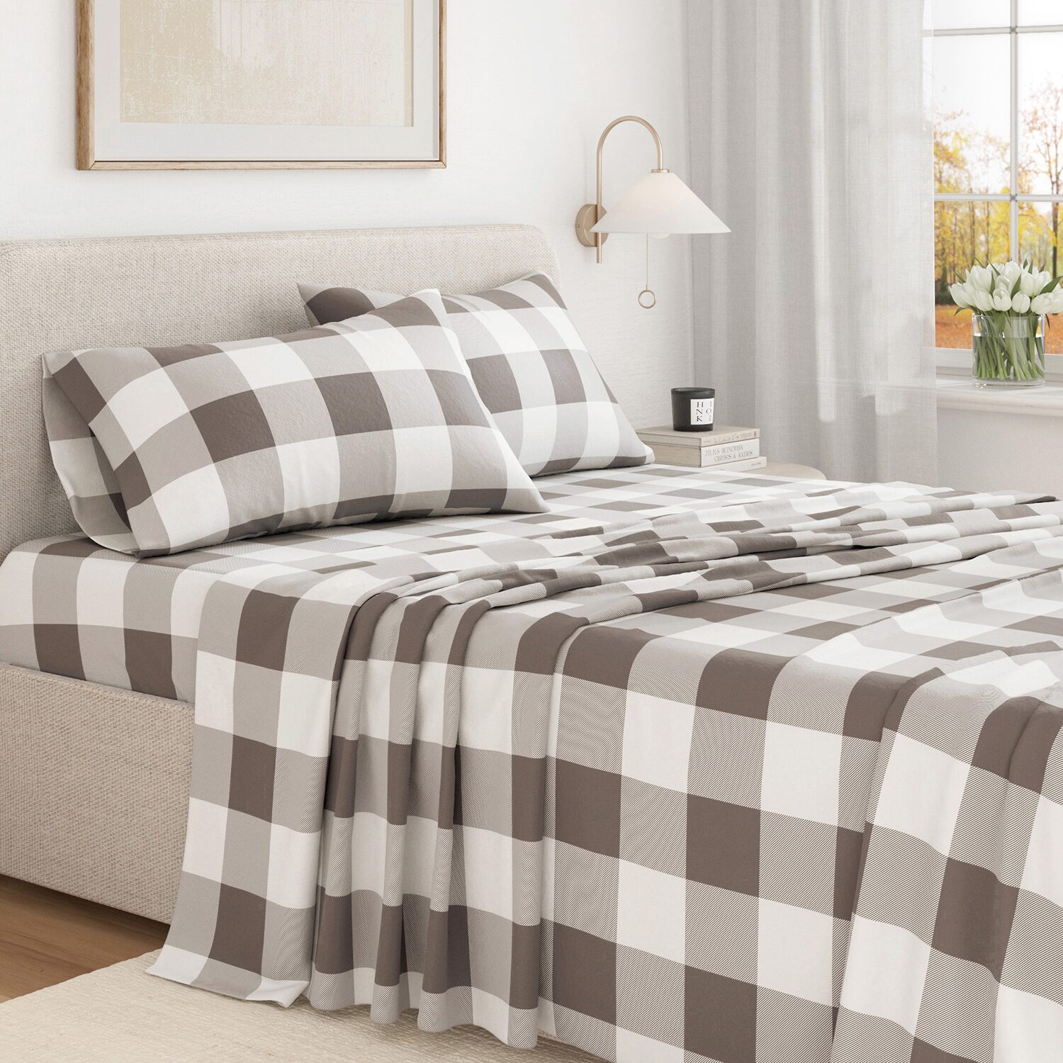Linery Turkish Cotton Print Flannel Wrinkle Resistant Sheet Set