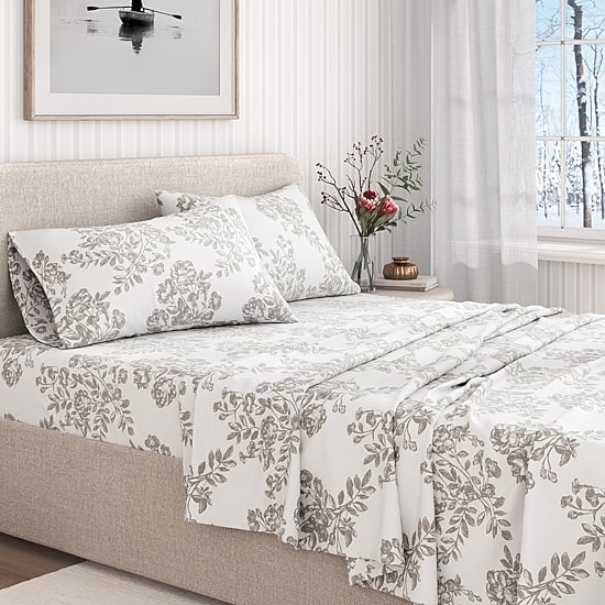 Linery Turkish Cotton Print Flannel Wrinkle Resistant Sheet Set