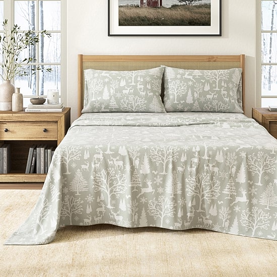 Linery Charming Winter Flannel Wrinkle Resistant Sheet Set