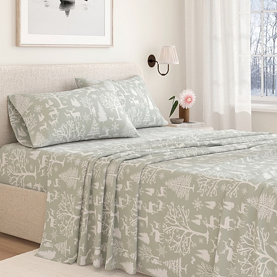 Linery Charming Winter Flannel Wrinkle Resistant Sheet Set