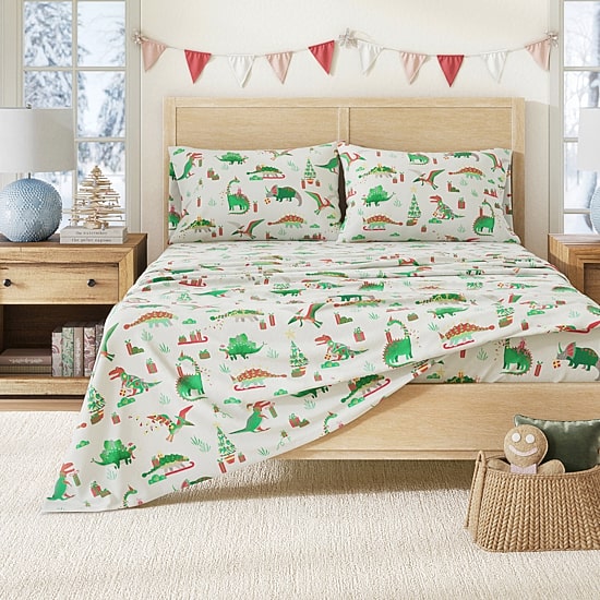 Linery Holiday Print Flannel Sheet Set