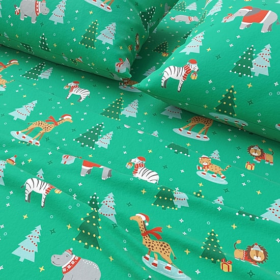 Linery Holiday Print Flannel Sheet Set