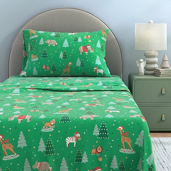 Linery Holiday Print Flannel Sheet Set