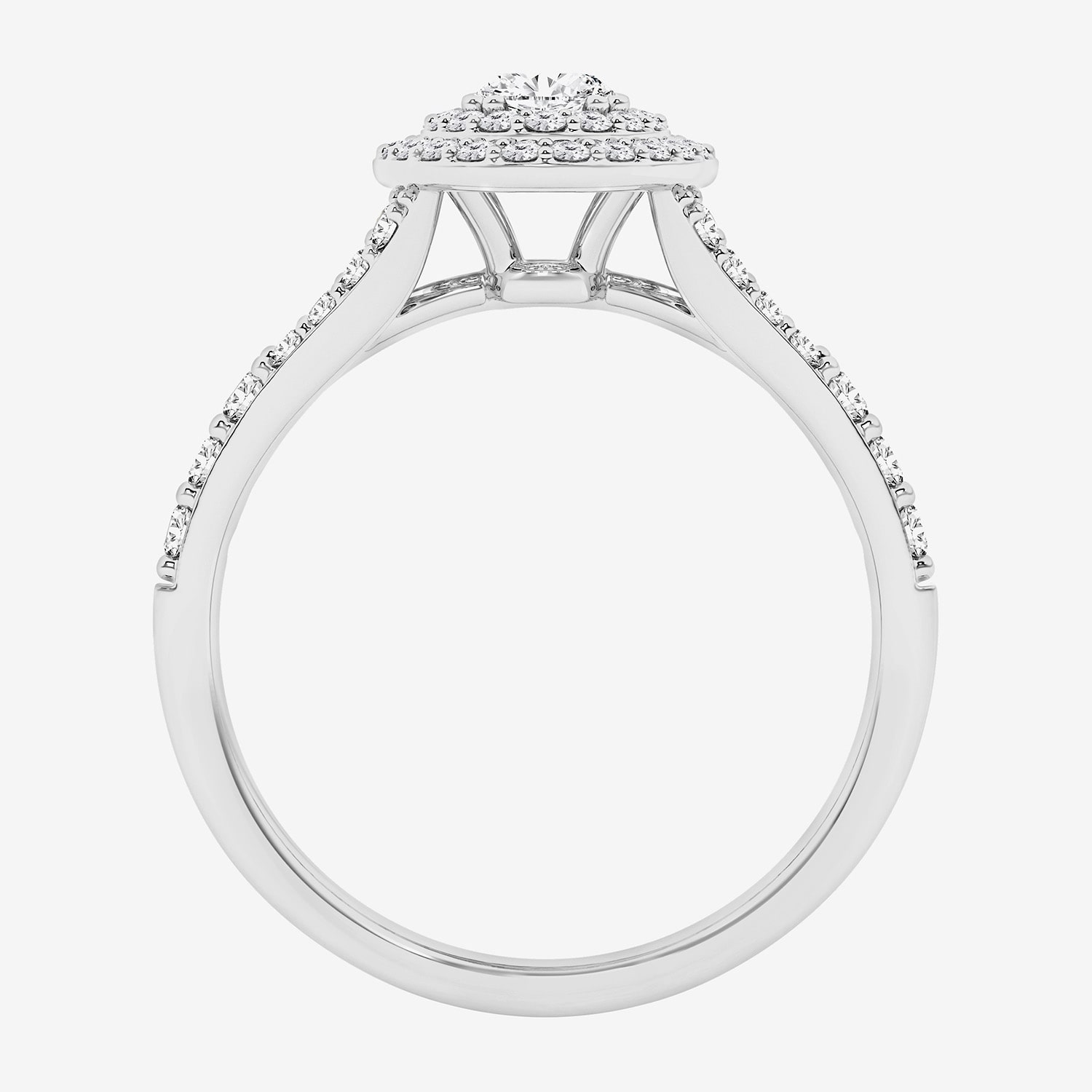 (G / Si1-Si2) Womens 1 CT. T.W. Lab Grown White Diamond 10K Gold Oval Side Stone Halo Engagement Ring