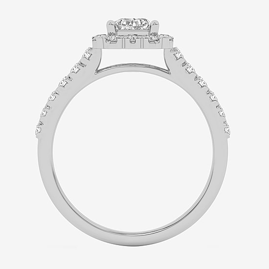 (G / Si1-Si2) Womens 1 CT. T.W. Lab Grown White Diamond 10K Gold Side Stone Engagement Ring