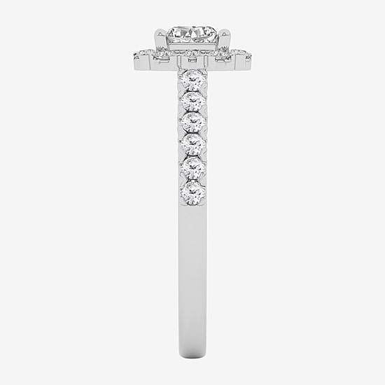 (G / Si1-Si2) Womens 1 CT. T.W. Lab Grown White Diamond 10K Gold Side Stone Engagement Ring