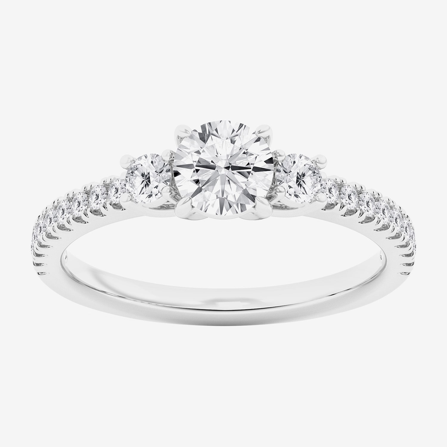 Love Lives Forever (G / Si1-Si2) Womens 1 CT. T.W. Lab Grown White Diamond 10K Gold Side Stone 3-Stone Engagement Ring