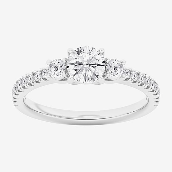 Love Lives Forever (G / Si1-Si2) Womens 1 CT. T.W. Lab Grown White Diamond 10K Gold Side Stone 3-Stone Engagement Ring