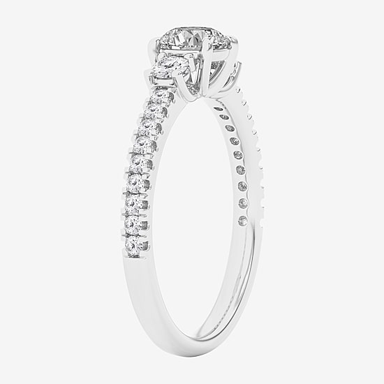 Love Lives Forever (G / Si1-Si2) Womens 1 CT. T.W. Lab Grown White Diamond 10K Gold Side Stone 3-Stone Engagement Ring