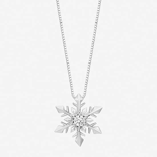 Enchanted Disney Fine Jewelry (I, I2) Womens 1/5 CT. Lab Grown White Diamond Snowflake 2-pc. Pendant Necklace Set