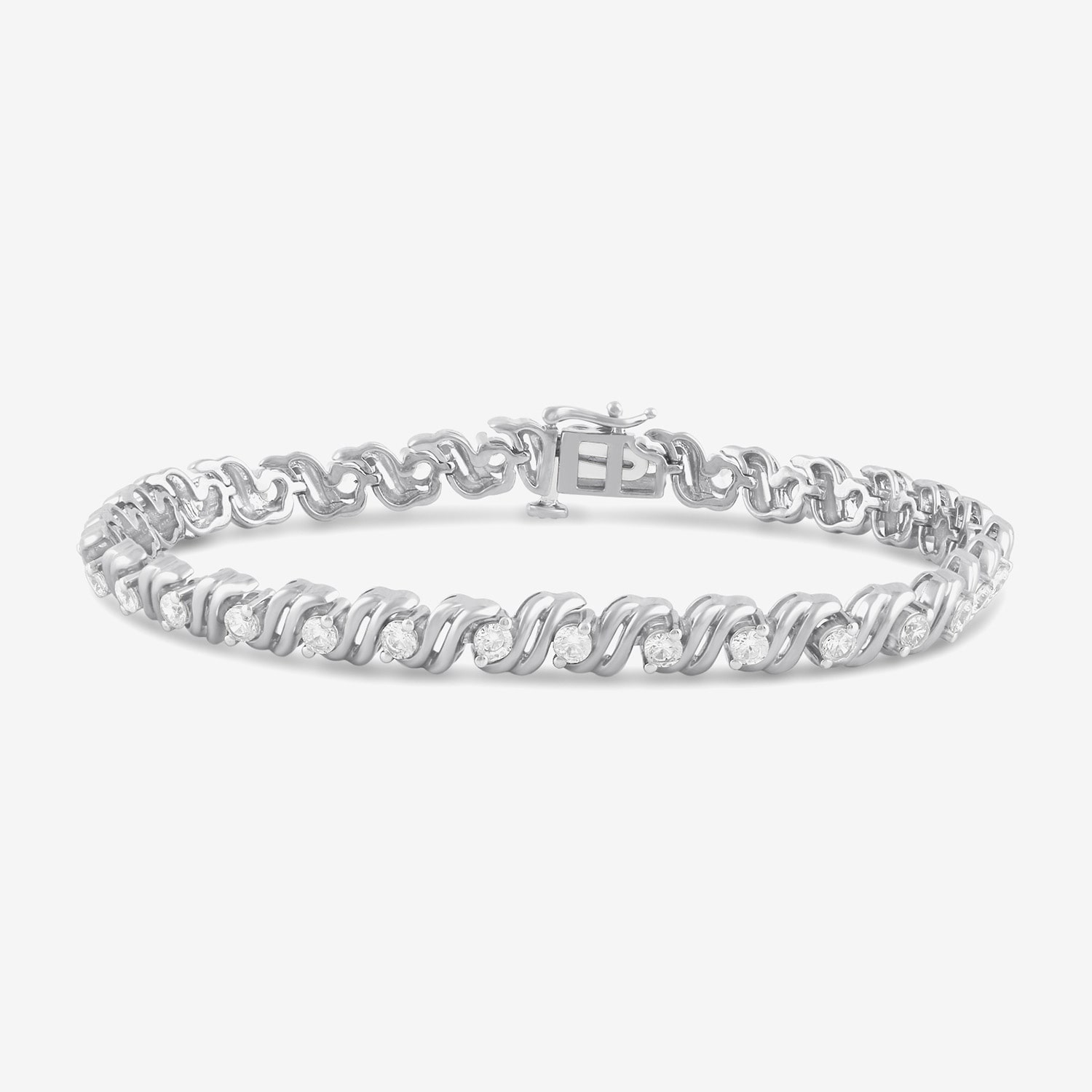 (I, I2) Womens 2 CT. T.W. Lab Grown White Diamond 14K Gold Over Silver 8 Inch Tennis Bracelet