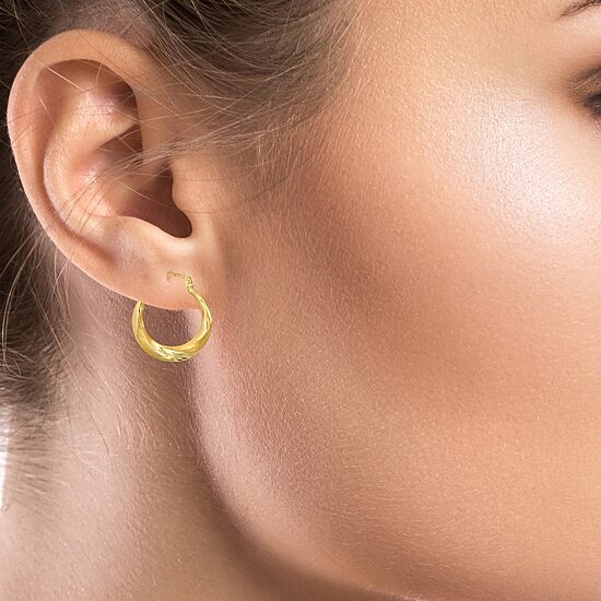 Womens 14K Gold 20mm Round Hoop Earrings