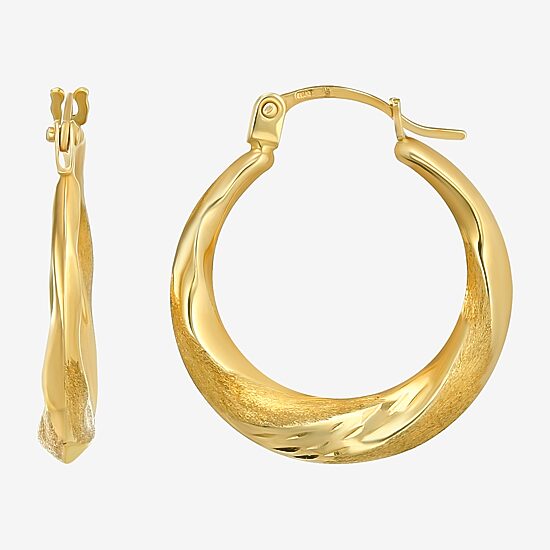 Womens 14K Gold 20mm Round Hoop Earrings