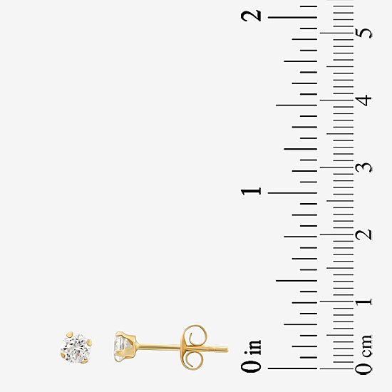 Cubic Zirconia 14K Gold 3mm Round Stud Earrings