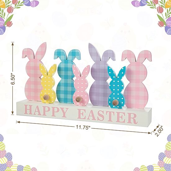 Glitzhome Wooden Bunny Family Easter Tabletop Decor