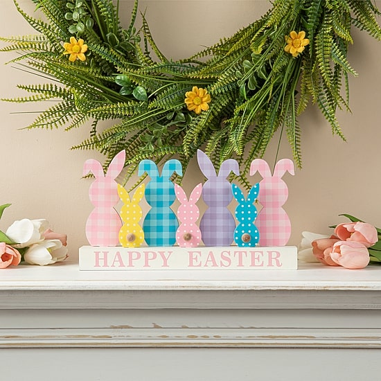 Glitzhome Wooden Bunny Family Easter Tabletop Decor