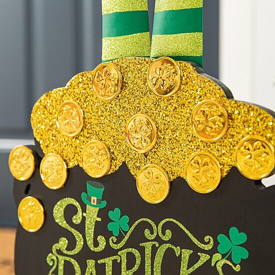 Glitzhome Pot Of Gold  Decor St. Patricks Day Porch Sign