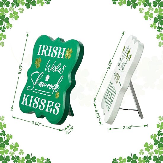 Glitzhome Wooden St. Patricks Day Tabletop Decor