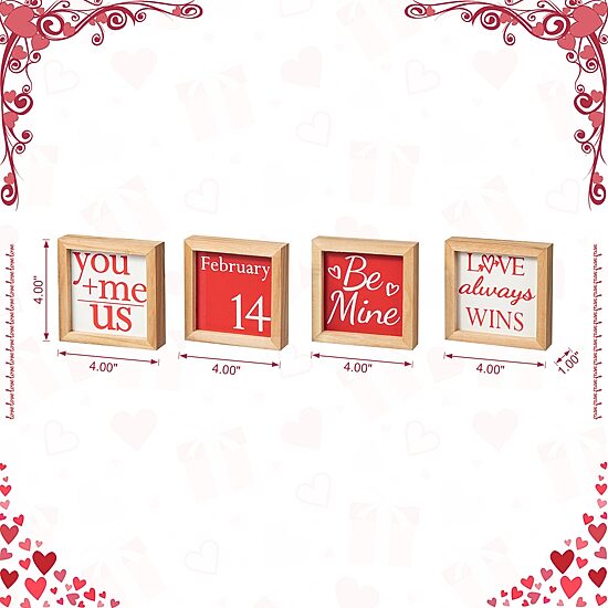 Glitzhome Block 4-pc. Valentines Day Tabletop Decor