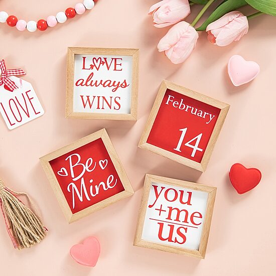 Glitzhome Block 4-pc. Valentines Day Tabletop Decor