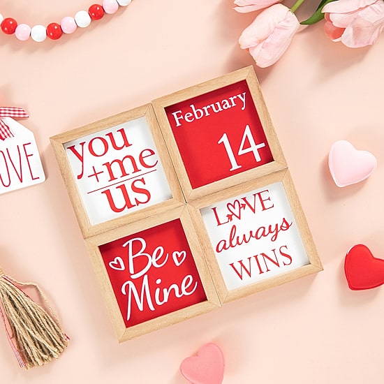Glitzhome Block 4-pc. Valentines Day Tabletop Decor