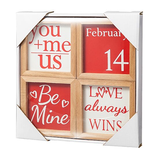 Glitzhome Block 4-pc. Valentines Day Tabletop Decor