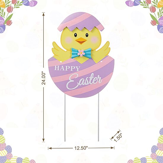 Glitzhome Metal Chick Egg Easter Yard Art