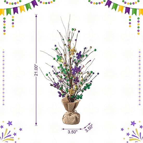 Glitzhome Lighted Mardi Gras Tree Tabletop Decor