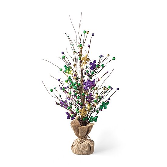 Glitzhome Lighted Mardi Gras Tree Tabletop Decor