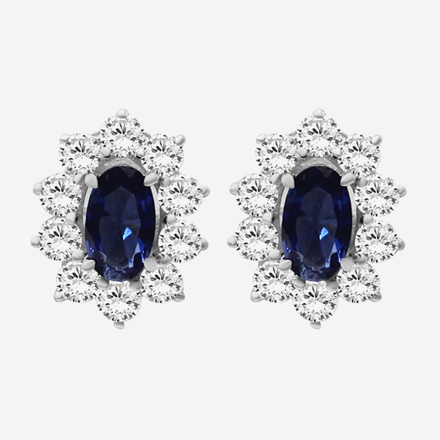 Womens Oval-cut Gemstone & 1/2 CT. T.W. Lab-Grown Diamond 10K Gold 9.4mm Stud Earrings