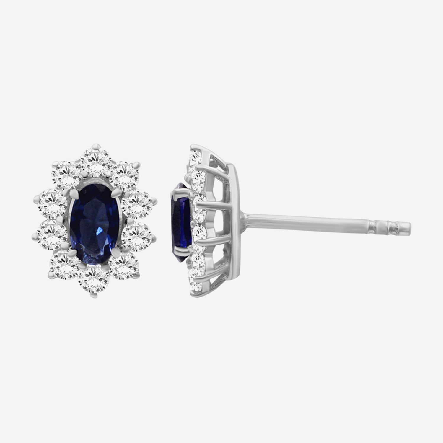 Womens Oval-cut Gemstone & 1/2 CT. T.W. Lab-Grown Diamond 10K Gold 9.4mm Stud Earrings