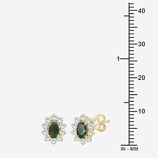 Womens Oval-cut Gemstone & 1/2 CT. T.W. Lab-Grown Diamond 10K Gold 9.4mm Stud Earrings
