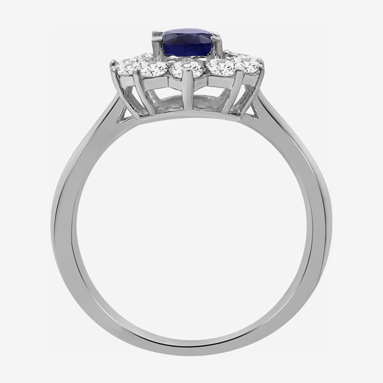 Womens Oval-cut Gemstone & 3/4 CT. T.W. Lab-Grown Diamond 10K Gold Halo Cocktail Ring