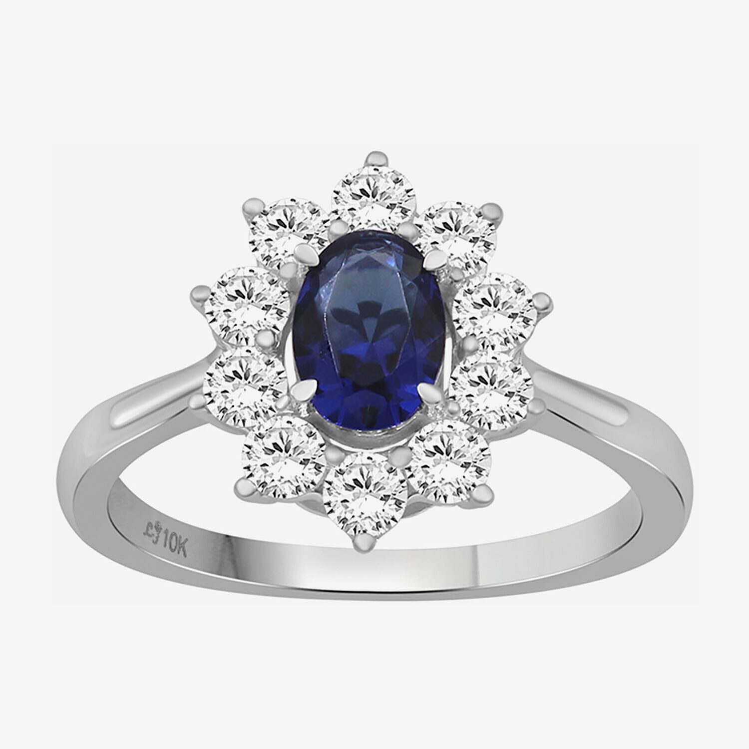 Womens Oval-cut Gemstone & 3/4 CT. T.W. Lab-Grown Diamond 10K Gold Halo Cocktail Ring