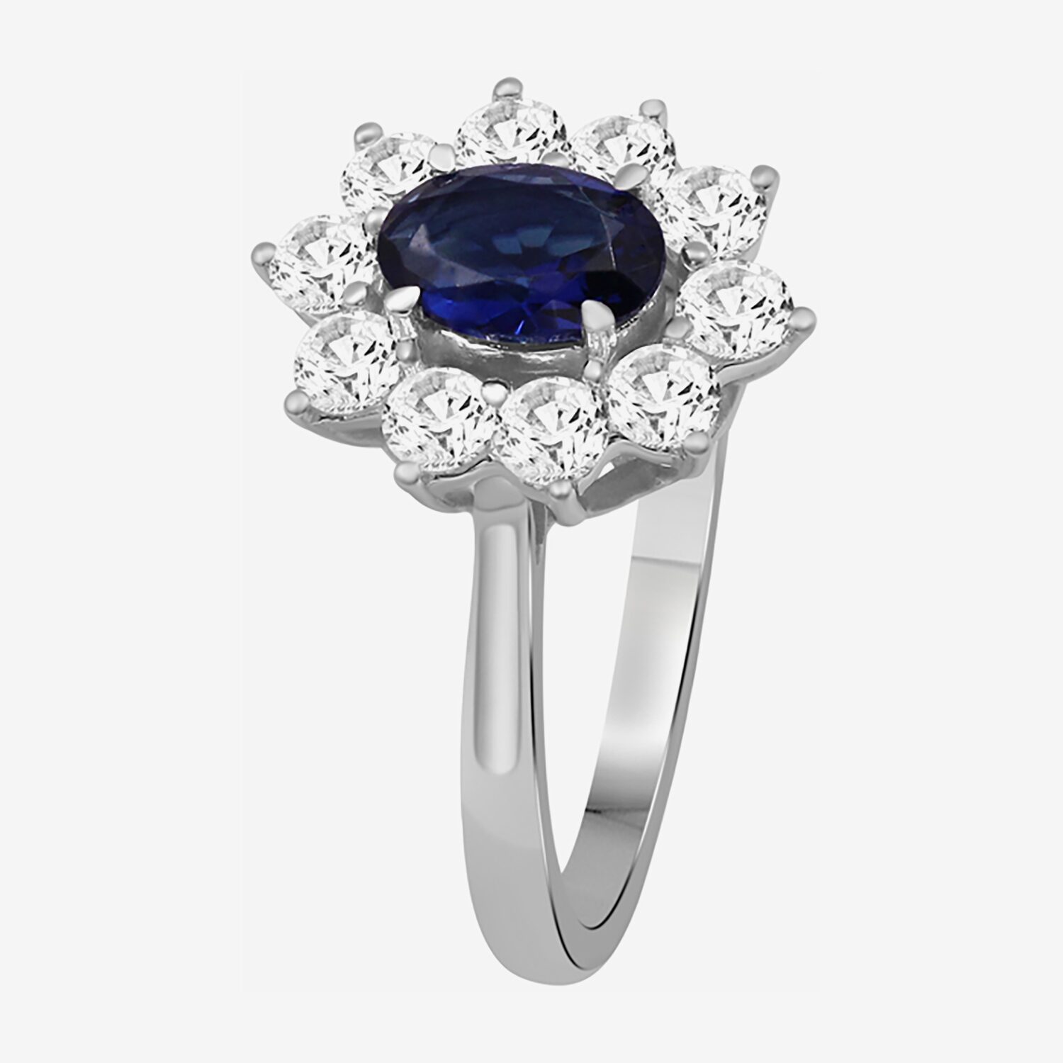 Womens Oval-cut Gemstone & 3/4 CT. T.W. Lab-Grown Diamond 10K Gold Halo Cocktail Ring