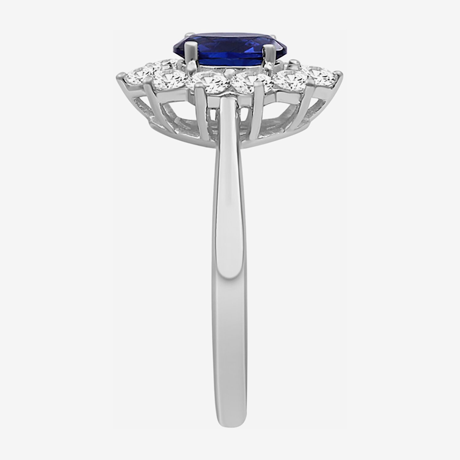Womens Oval-cut Gemstone & 3/4 CT. T.W. Lab-Grown Diamond 10K Gold Halo Cocktail Ring