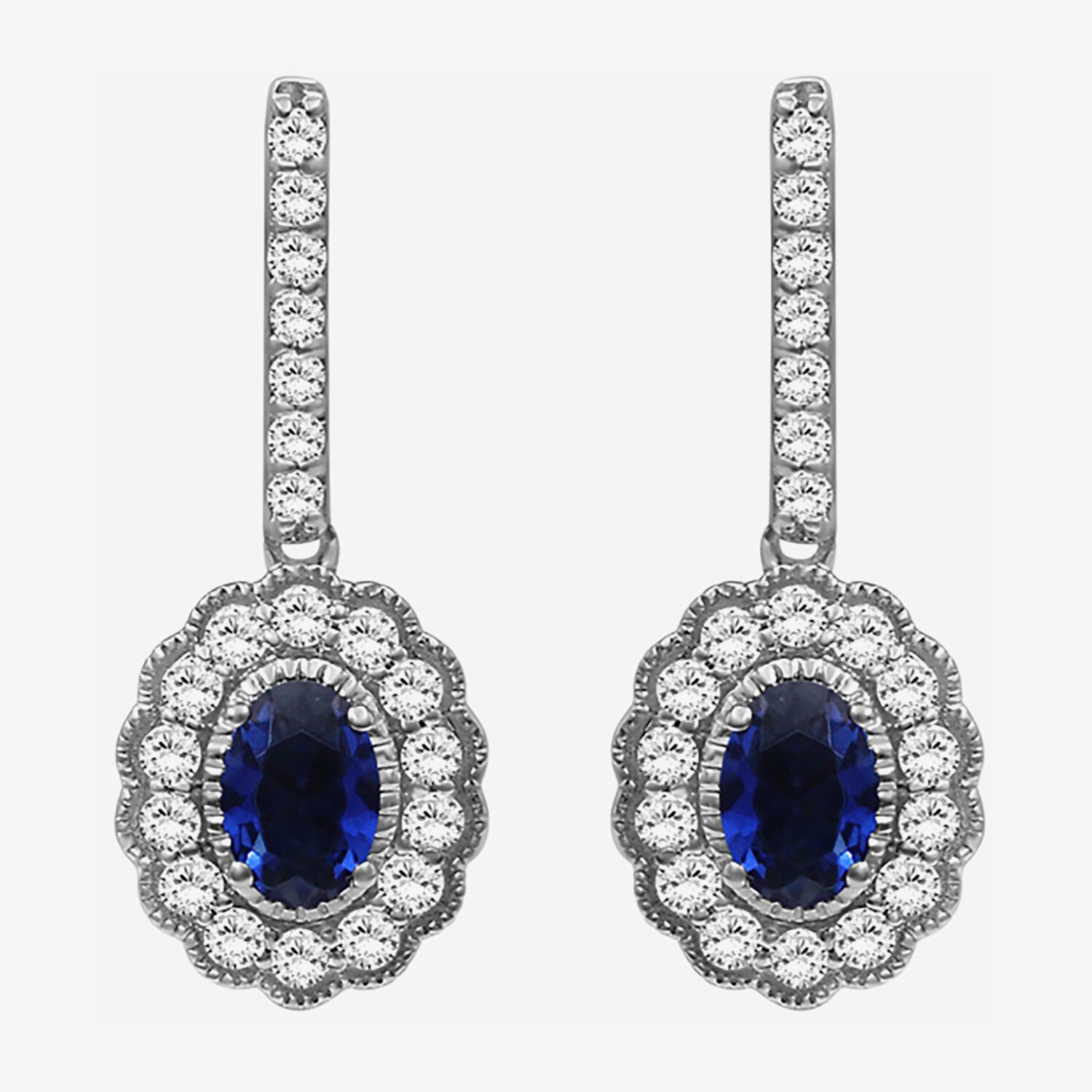 Womens Oval-cut Gemstone & 3/4 CT. T.W. Lab-Grown Diamond 10K Gold Drop Earrings