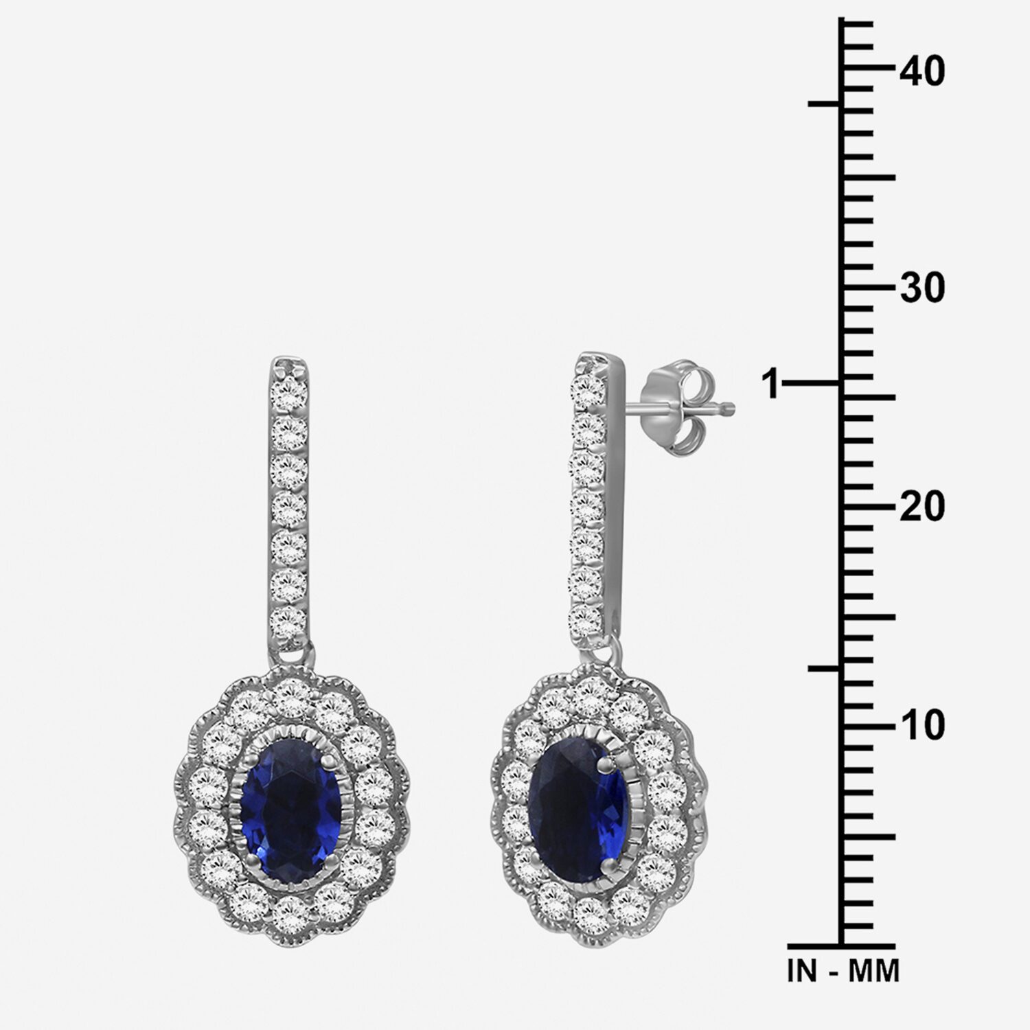 Womens Oval-cut Gemstone & 3/4 CT. T.W. Lab-Grown Diamond 10K Gold Drop Earrings