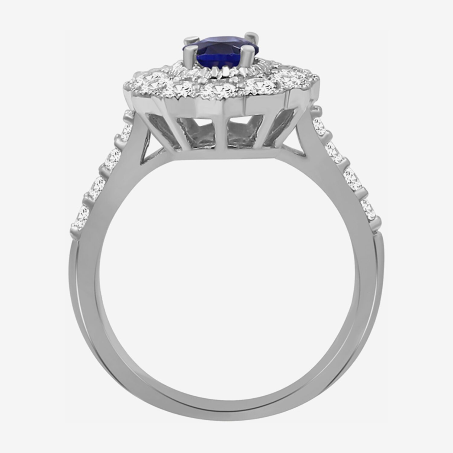 Womens Oval-cut Gemstone & 1 CT. T.W. Lab-Grown Diamond 10K Gold Halo Cocktail Ring